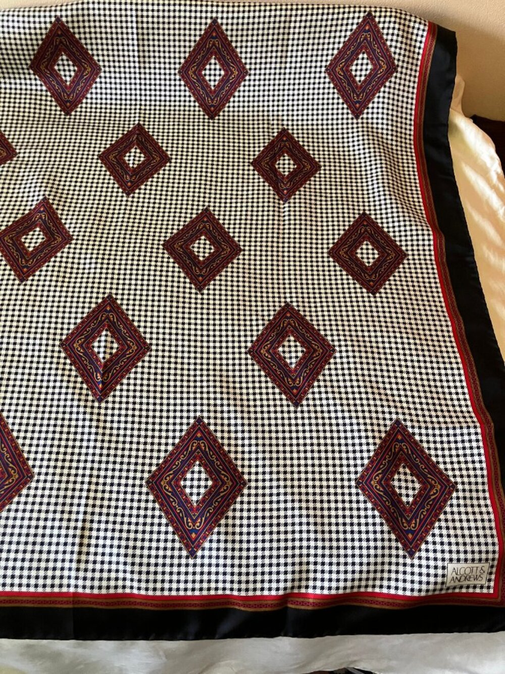 Alcott & Andrews Multicolor Diamonds Silk Square Scarf Wrap Handkerchief